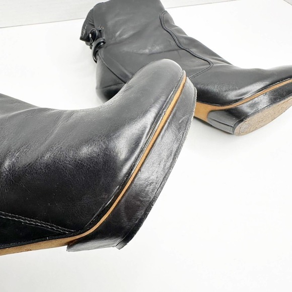 Modern Vintage Leather Lace Up Back Black Platform Bootie Ankle Boots 37 - 7 - Picture 9 of 12